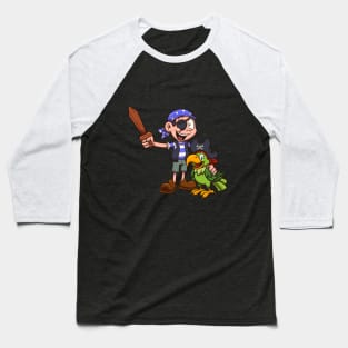 Pirate Kid And Parrot Baseball T-Shirt